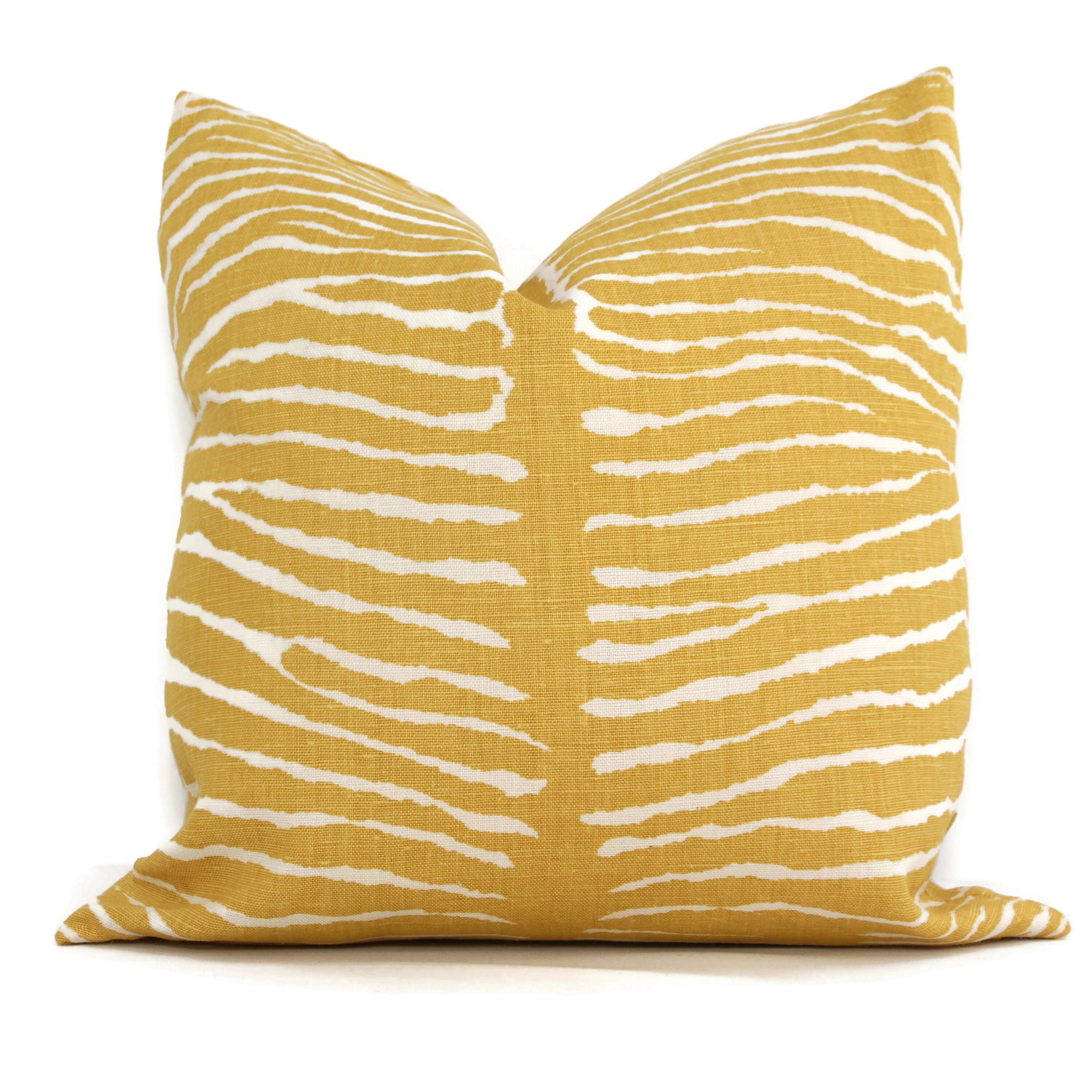 Ochre Yellow Le Zebre Linen Pillow Cover by Brunschwig & Fils Etsy