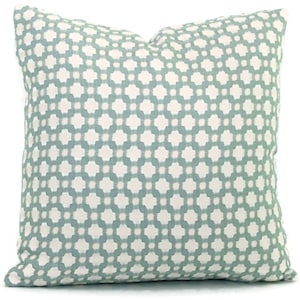 Schumacher Betwixt in Water Mineral Decorative Pillow Cover, Toss Pillow, Accent Pillow, Throw Pillow, Aqua spa pillow, Square, Eurosham