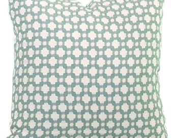 Schumacher Betwixt Pillow Cover: Aqua Mineral Woven Accent Pillow