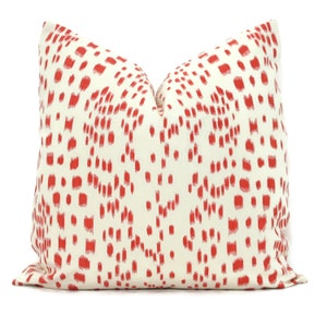 Brunschwig Fils Les Touches Red and Ivory Decorative Pillow Cover 18x18, 20x20, 22x22, Eurosham or lumbar