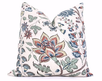 Anna French Francois Pillow Cover: Blue Red Green Jacobean Floral