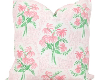 Pink and Green Pearl's Bouquet Decorative Pillow Cover, Throw Pillow, Accent Pillow, Pillow Sham blue pink floral pillow Danika Herrick