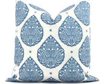 Wedgewood Blue Lotus Flower  Decorative Pillow Cover, Throw Pillow, Accent Pillow, Pillow Sham, Cushion cover