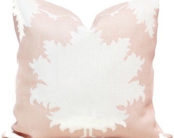 Blush Pink Linen Pillow Cover: 18x18 Schumacher Garden of Persia Medallion Design rmt