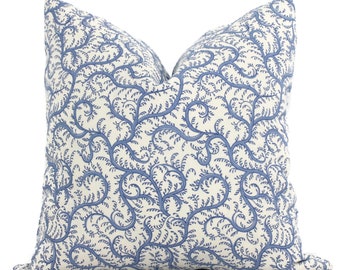 Decorative Pillow Cover Sister Parish in Periwinkle Blue Plumbato Pillow cover,  Toss Pillow, Accent Pillow, Throw Pillow, floral vine