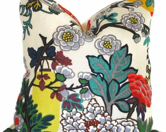 Schumacher Chiang Mai Drachen Kissen: Art Deco Leinen Dekokissen