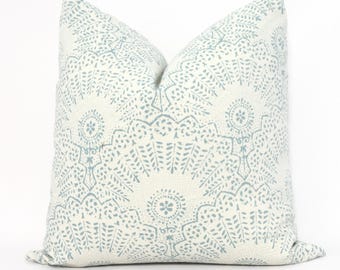 Sister Parish Appleton Seafoam Pillow Cover: Hand-Screened Linen Decorative Pillow