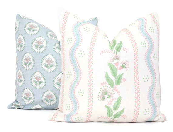 Light blue and pink throw pillows best sale