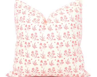 Pink Sea Garden Pillow Cover: Belgium Linen Throw Pillow