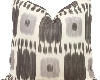 Ash Kandira Ikat Decorative Pillow Covers 20x20  gray ikat Schumacher pillow, accent pillow, throw pillow