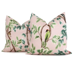 Osborne and Little Netherfield Pink Decorative Pillow Cover  18x18, 20x20, 22x22, Eurosham or lumbar, pillow decor, blush birds
