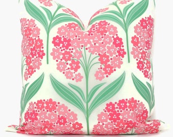 Pink Pom Pom Flower Decorative Pillow Cover, Throw Pillow, Accent Pillow, Pillow Sham pink green floral flower pillow pantone viva magenta