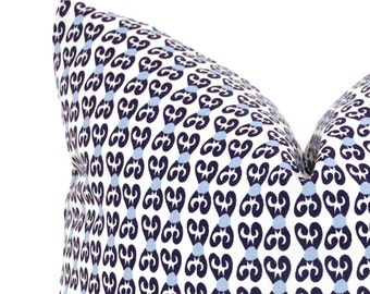 Victoria Larson Blue and White Decorative Pillow Cover  18x18, 20x20, 22x22, Eurosham or lumbar