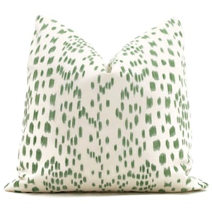 Brunschwig Fils OUTDOOR Les Touches Green Off White Decorative Pillow Cover 18x18, 20x20, 22x22, Eurosham, lumbar, accent pillow, polka dot