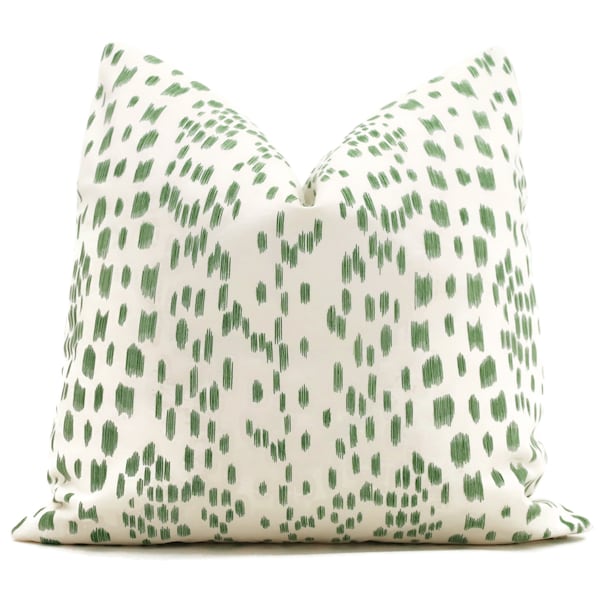 Brunschwig Fils Les Touches Green and Off White  Decorative Pillow Cover  18x18, 20x20, 22x22, Eurosham or lumbar, accent pillow, polka dot