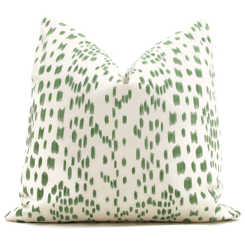 Brunschwig Fils Les Touches Green and Off White Decorative Pillow Cover 18x18, 20x20, 22x22, Eurosham or lumbar, accent pillow, polka dot image 1