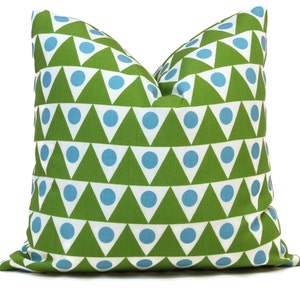 Schumacher Studio Bon Indoor Green Aqua Pennant Pillow Cover, Square Lumbar or Eurosham, Schumacher