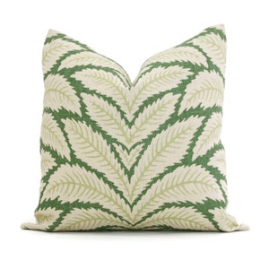 Green Talavera Linen Pillow Cover by Brunschwig  & Fils  Decorative Pillow Cover 18x18, 20x20, 22x22 euro Lumbar pillow, Accent Pillow