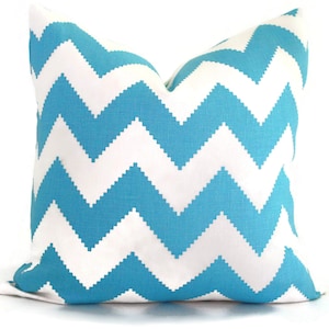 Jonathan Adler Aqua Chevron Decorative Pillow Cover, 20x20 Throw Pillow, Accent Pillow, Toss Pillow rts
