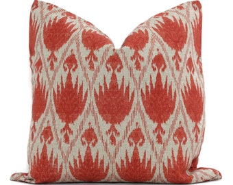 Geranium Red Orange Lotus Trellis 20x20  Decorative Pillow Cover, Throw Pillow, Accent Pillow, Pillow Sham  Lacefield Textiles