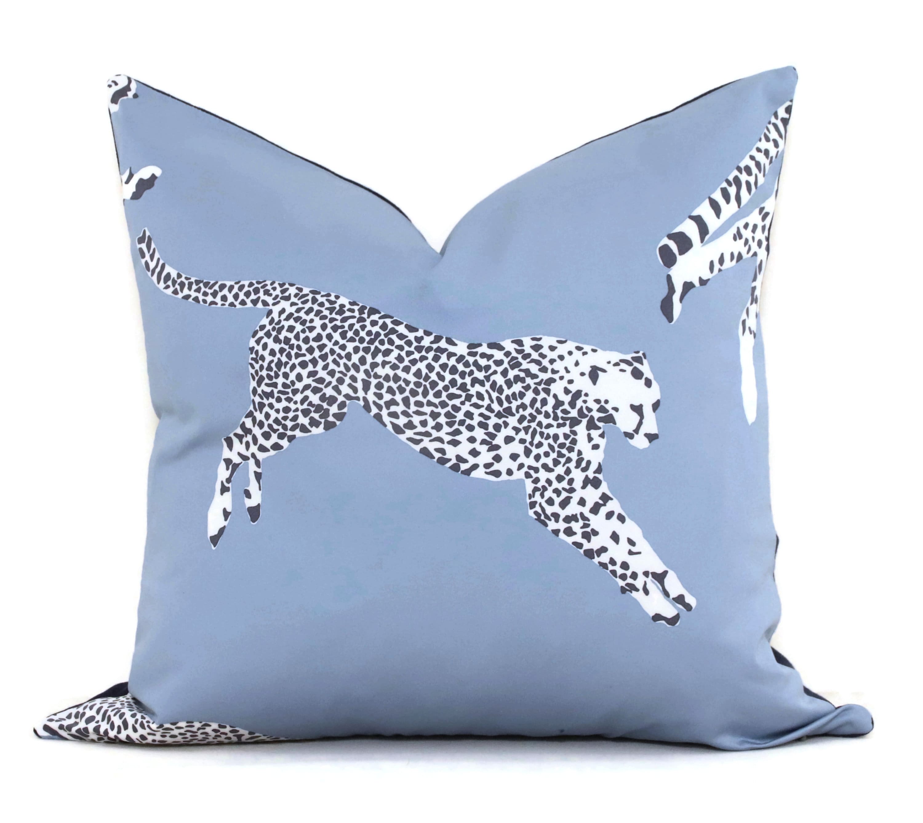 Cloud Nine Light Blue Leaping Cheetah Scalamandre Decorative Pillow Cover Square Euro Lumbar Pilllow 18 20 22 24 26 Leopard Etsy Canada