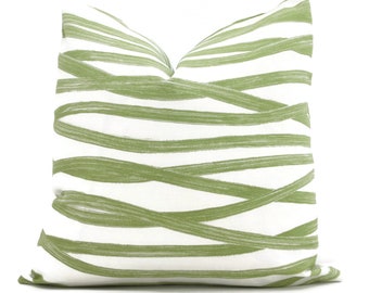 Schumacher Green Brushstrokes Decorative Pillow Cover  18x18, 20x20, 22x22, Eurosham or lumbar, toss pillow, cushion cover