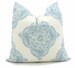 Mani Aqua and White Wood Block Decorative Pillow Cover Square or Lumbar Pillow Cover Toss Pillow Throw Pillow 
