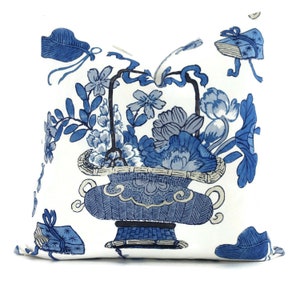 Scalamandre China Blue Shanghai Basket Decorative Pillow Covers 18x18, 20x20 or 22x22, 24x24, 26x26 or lumbar pillow Accent Pillow Throw eor