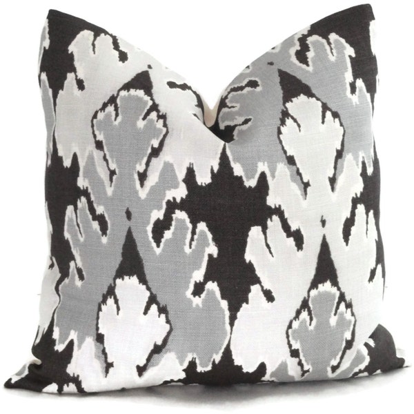 Graphite Ikat Pillow Cover Square, Euro or Lumbar Pillow, Lee Jofa Bengal Bazaar, Throw Pillow, Accent Pillow rmt