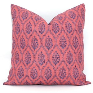Peter Dunham Indigo on Jaali Decorative Pillow Cover 18x18, 20x20, 22x22, 24x24, Eurosham or Lumbar Pillow, Nantucket red pillow