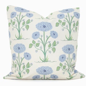 Light Blue Mums the Word Throw Pillow, Accent Pillow, Pillow Sham Lumbar pillow, blue green floral Whitney English
