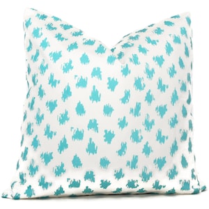 Quadrille Suncloth Light Aqua Ziza Spot Outdoor Pillow Cover Square or Lumbar pillow, Toss Accent Pillow,  Alan Campbell Pillow rts