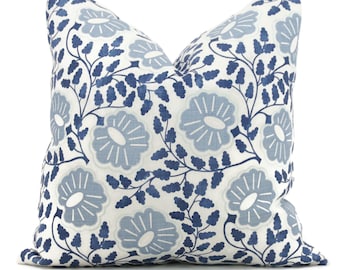 Christopher Farr Denim Blue Punch Paisley Pillow Cover: Floral Accent Pillow