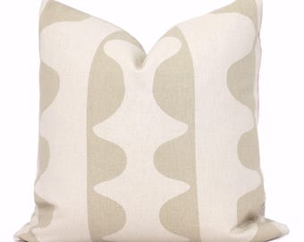 Schumacher Drift Pillow Cover – Modern Neutral Linen Cushion in Wafer | Designer Throw Pillow