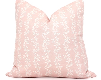 Pink Floral Vine Pillow Cover: Cotton Linen Throw Pillow