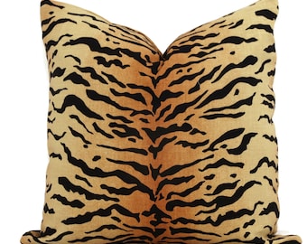 Taie d'oreiller tigre doré, carré, Eurosham ou oreiller lombaire, coussin décoratif, housse de coussin, coussin d'oreiller