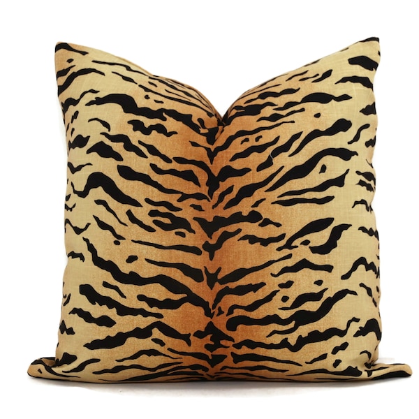 Gold Tiger Pillow Cover, Square, Eurosham or Lumbar Pillow, Accent Pillow, Throw Pillow Cover, Pillow Cushion