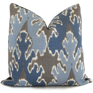 Indigo Ikat Pillow Cover: Lee Jofa Bengal Bazaar Linen Lumbar Throw Pillow rmt