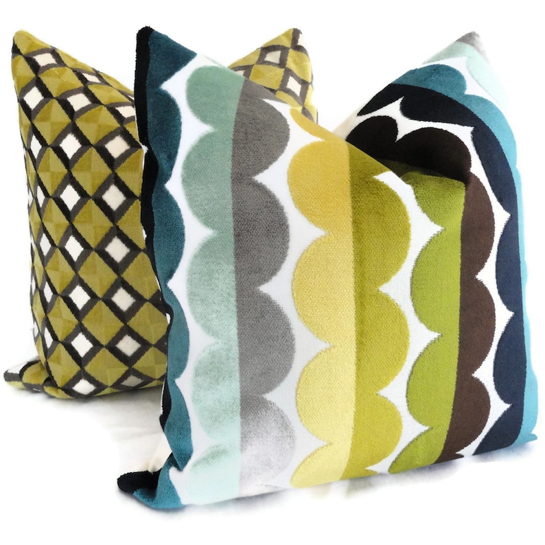 Jonathan Adler Multicolor Semi Circle Velvet Decorative Pillow Etsy