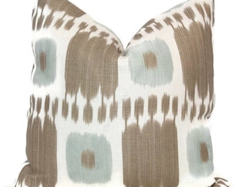 Kandira in Greige  Decorative Pillow Covers 18x18, 20x20 or 22x22, 14x20 or 12x24  Schumacher Ikat