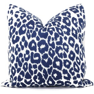 Outdoor Schumacher Iconic Leopard in Navy Decorative Pillow Cover 12x20