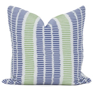 Thibaut Topsail Stripe Pillow Cover: Royal Blue & Apple Green, Any Size