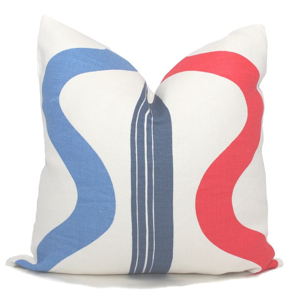 Tete-A-Tete Vertical Pillow Cover, Quadrille Navy, Red, French Blue Square or Lumbar pillow, Accent Pillow, Throw Pillow, Toss