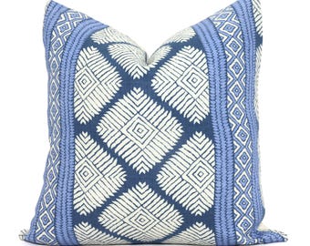 Thibaut Navy Austin Stripe Decorative Pillow Cover  18x18, 20x20, 22x22, Eurosham or lumbar