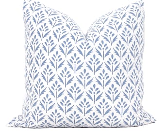 Light Blue Feather Block Print Pillow Cover: Cotton Throw Pillow 12x20 rts