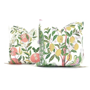 OUTDOOR Citrus Garden Decorative Pillow Cover 18&quot;, 20&quot;, 22&quot;, 24&quot;, 26&quot; or Lumbar Pillow Schumacher Josef Frank pillow Garden Peach Pink