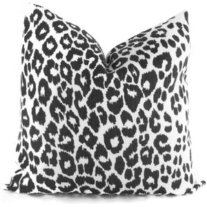 Schumacher Iconic Leopard in Graphite Decorative Pillow Cover, 20x20 22x22 Eurosham, Lumbar pillow Toss Pillow, Accent Pillow, Throw Pillow
