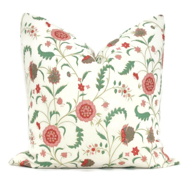 Sister Parish Pink and Green Titania Floral Decorative Pillow Cover  18x18, 20x20, 22x22, Eurosham or lumbar, pink green red cushion