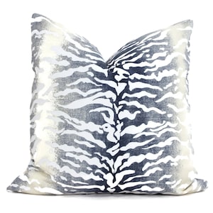 Navy Blue Tiger Pillow Cover, Square, Eurosham or Lumbar Pillow, Accent Pillow, Throw Pillow Cover, Pillow Cushion