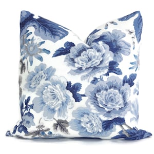Scalamandre Porcelain Highgrove blue floral Decorative Pillow Cover 18x18, 20x20, 22x22, 24x24, 26x26,lumbar pillow Accent Pillow Throw eor